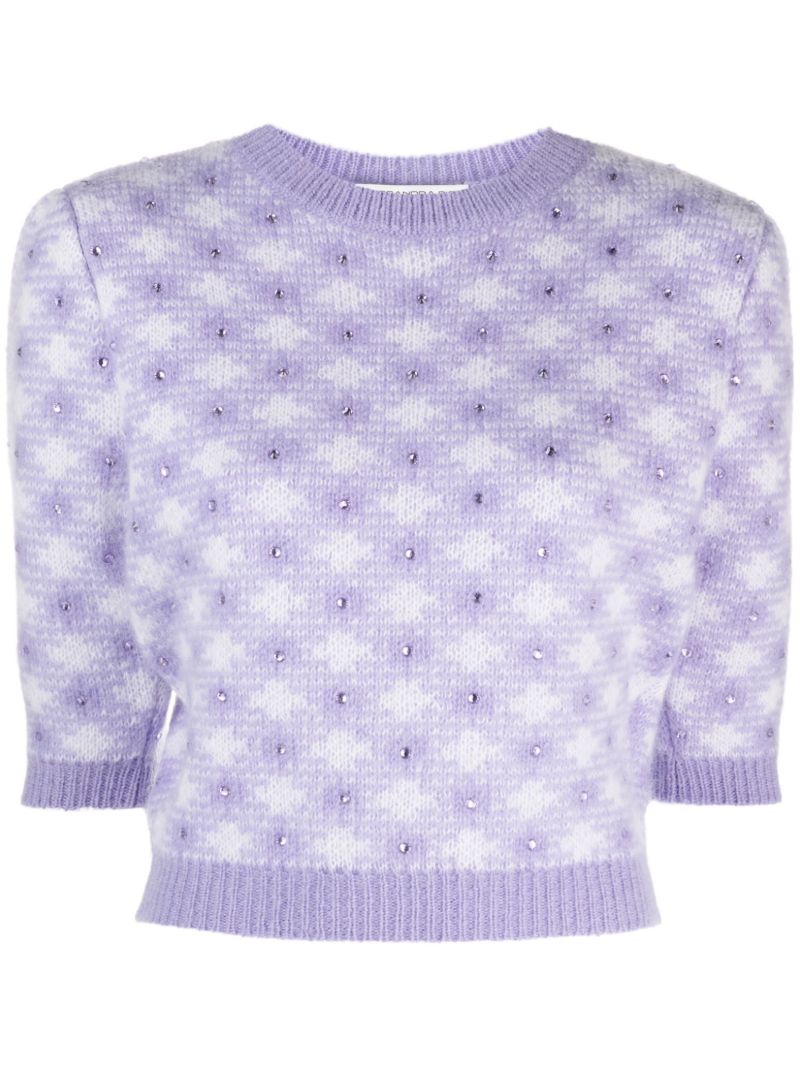 Purple Vichy Print Knitted Top