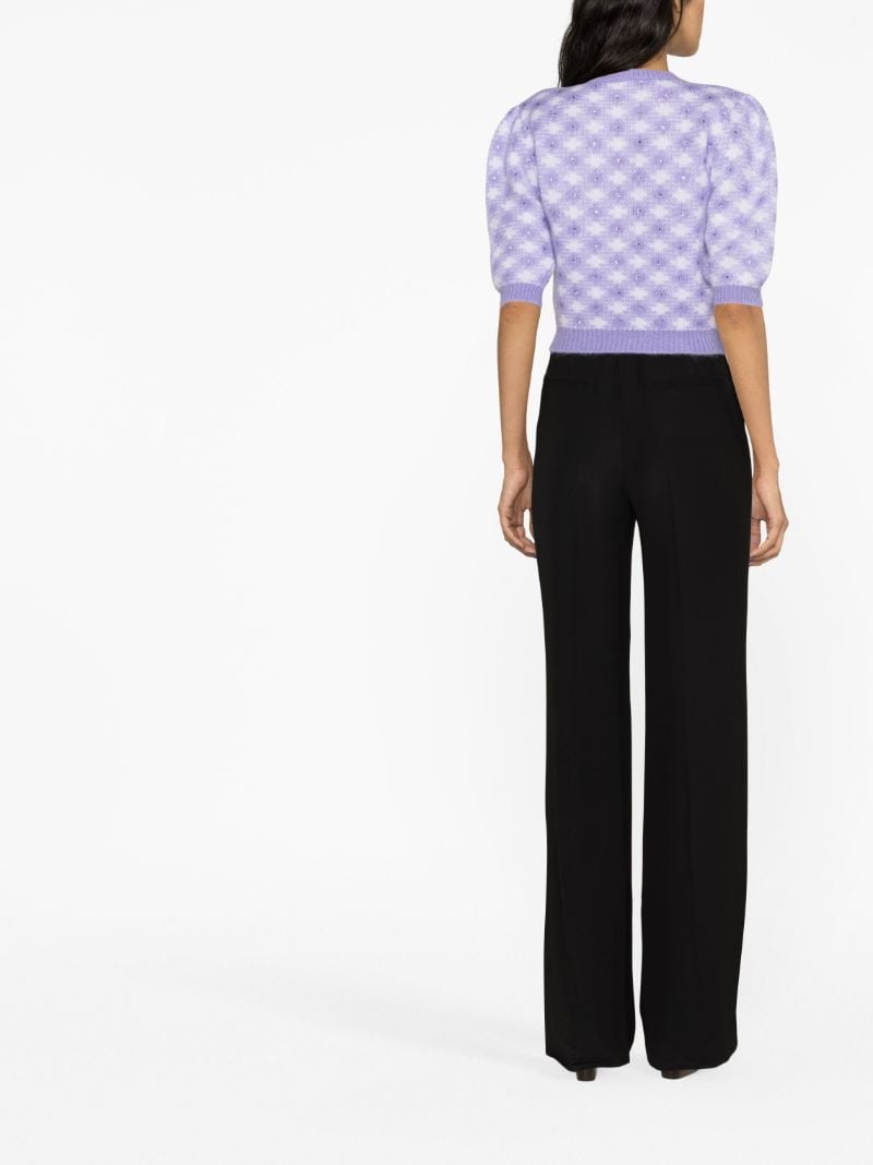 Purple Vichy Print Knitted Top