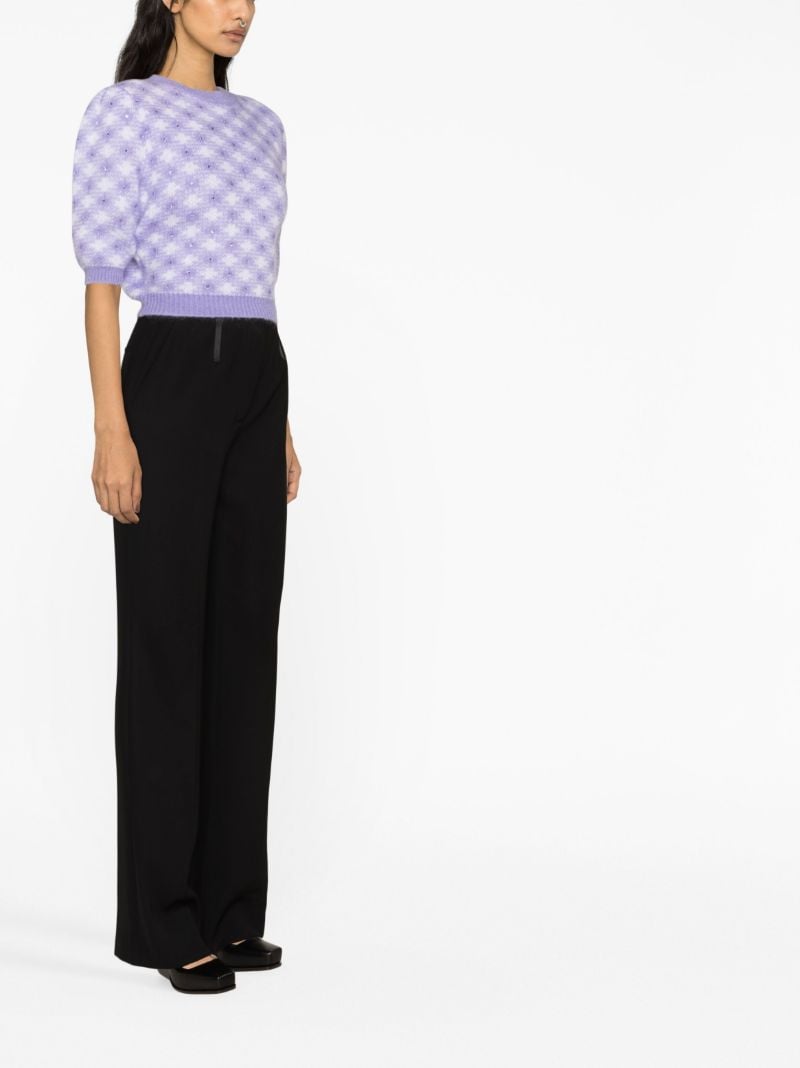 Purple Vichy Print Knitted Top