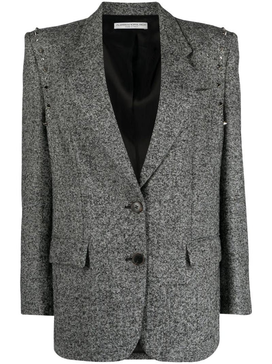 Black Studded Herrigbone Blazer