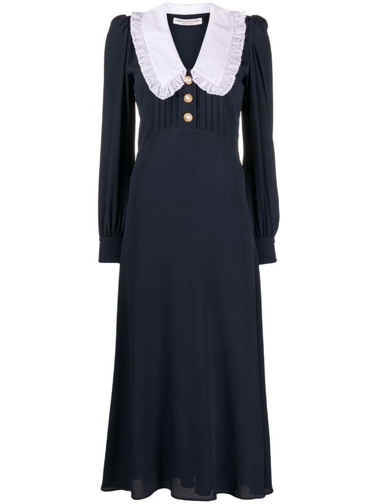 Blue Ruffled Collar Dress