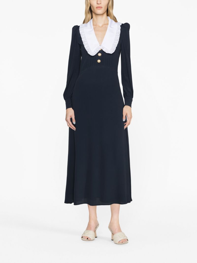 Blue Ruffled Collar Dress