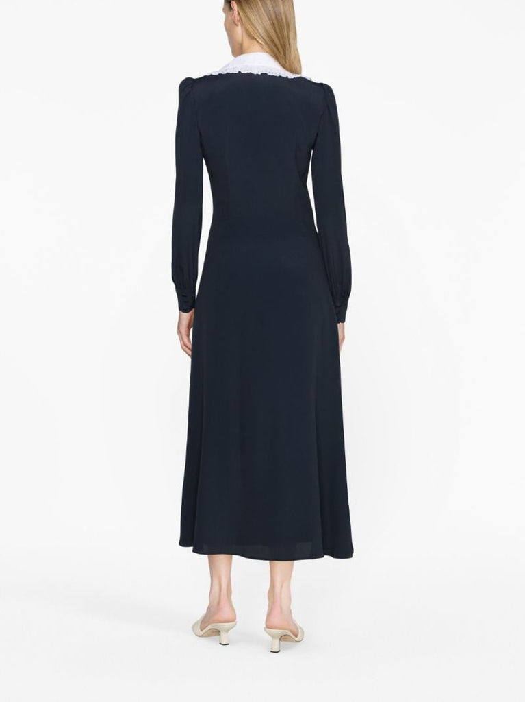 Blue Ruffled Collar Dress