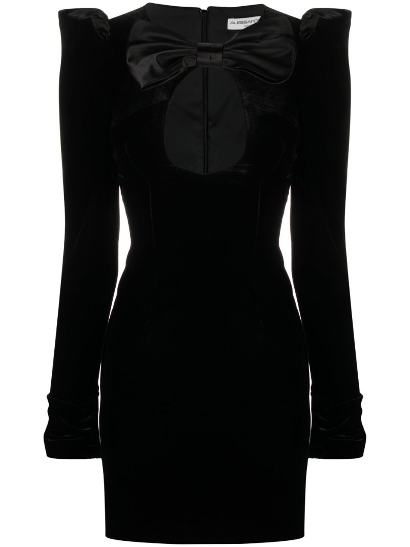 Black Bow Detail Velvet Dress