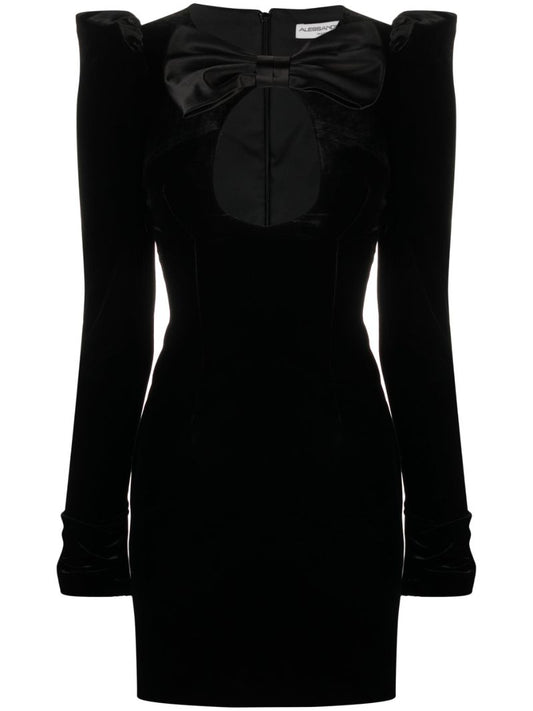Black Bow Detail Velvet Dress