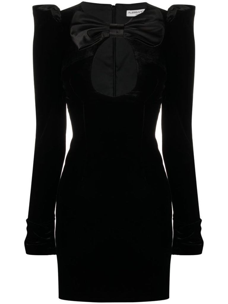 Black Bow Detail Velvet Dress