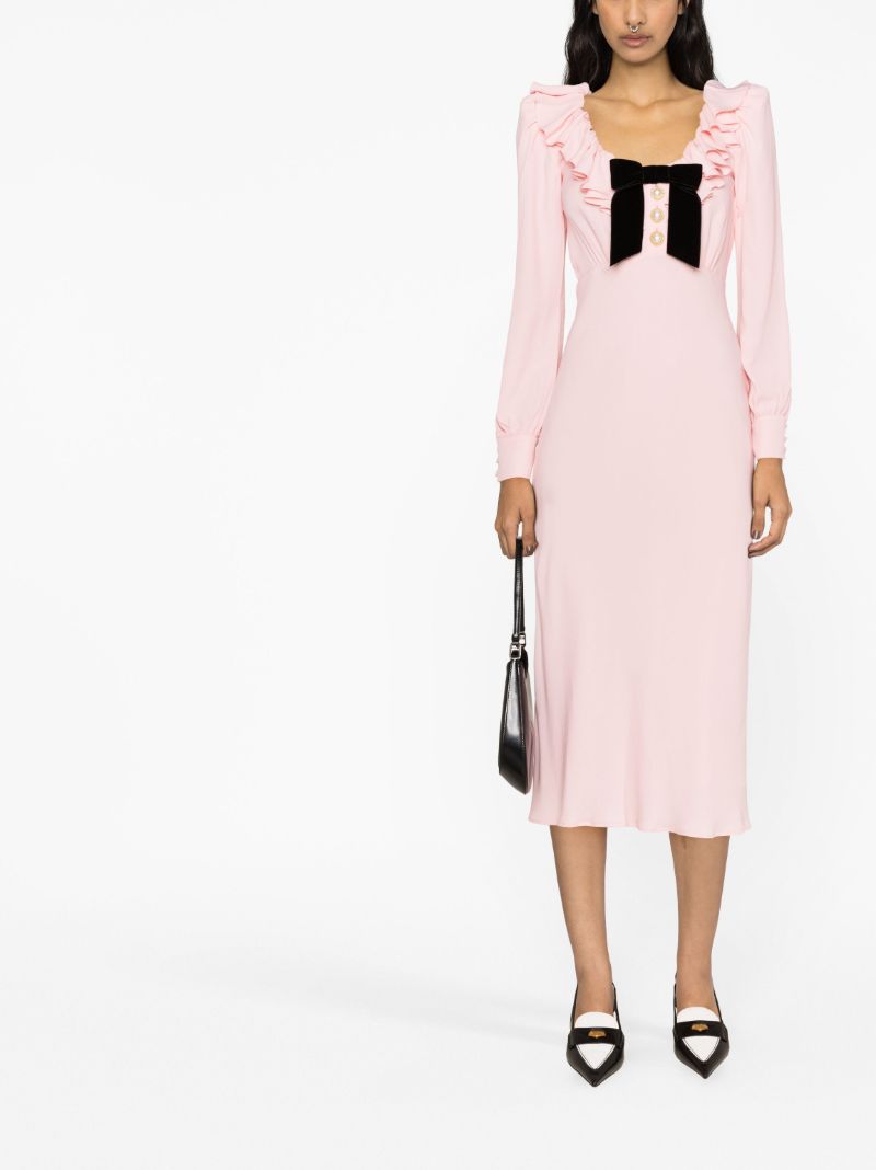 Pink Ruffled Midi Dress