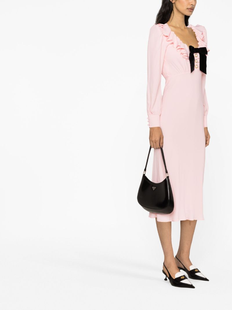 Pink Ruffled Midi Dress