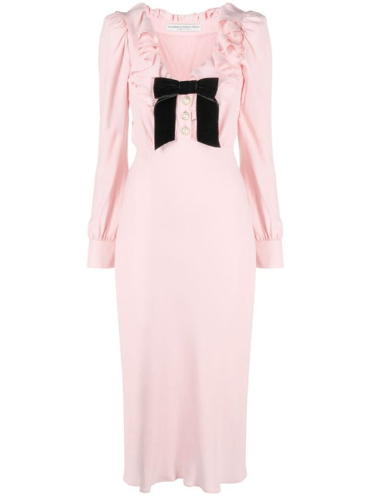 Pink Ruffled Midi Dress