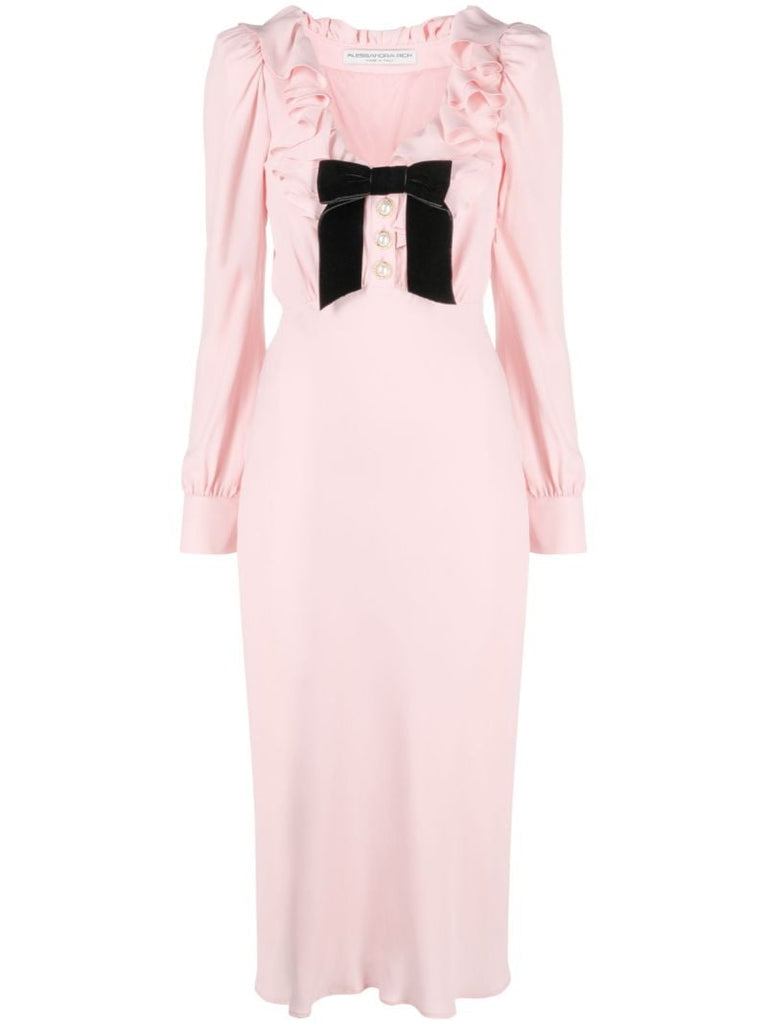 Pink Ruffled Midi Dress