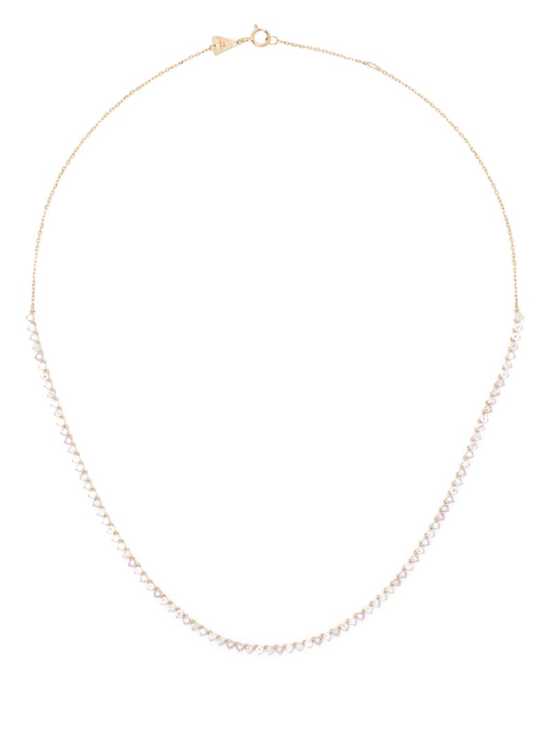 14k Yellow Gold Half Riviera Sapphire and Diamond Necklace