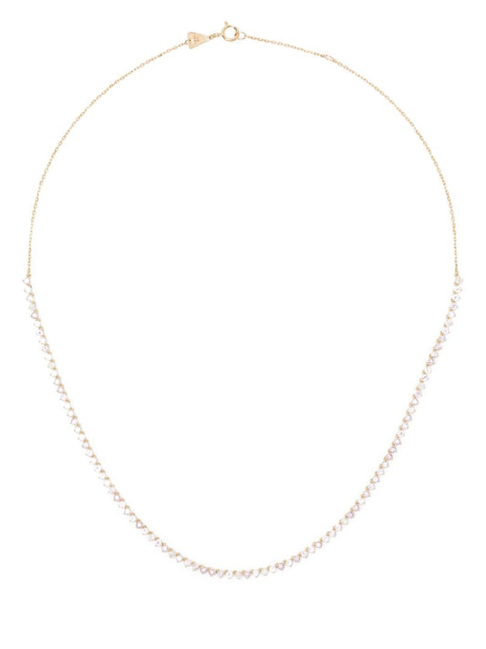 14k Yellow Gold Half Riviera Sapphire and Diamond Necklace