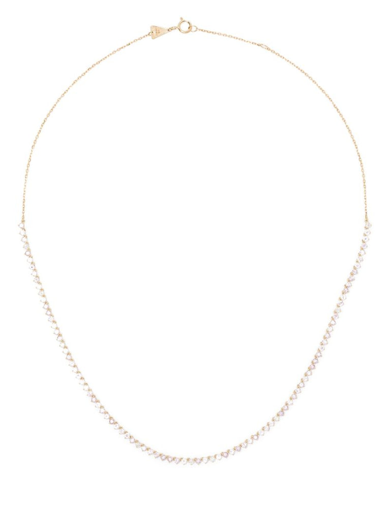 14k Yellow Gold Half Riviera Sapphire and Diamond Necklace