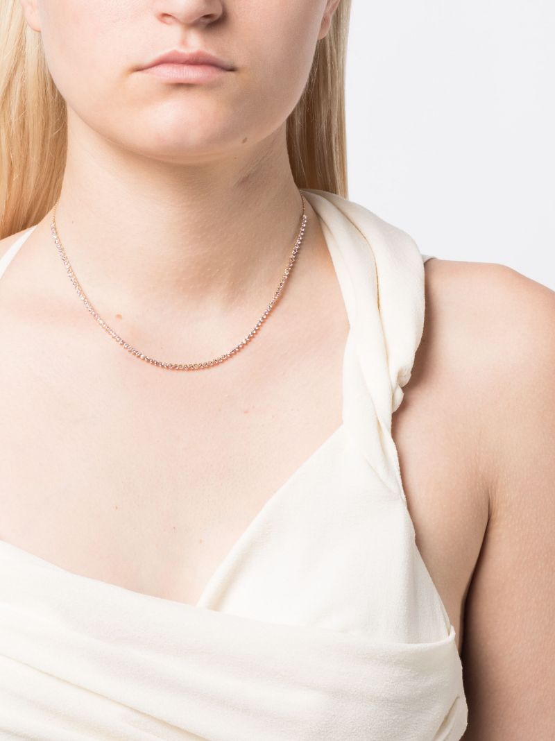 14k Yellow Gold Half Riviera Sapphire and Diamond Necklace