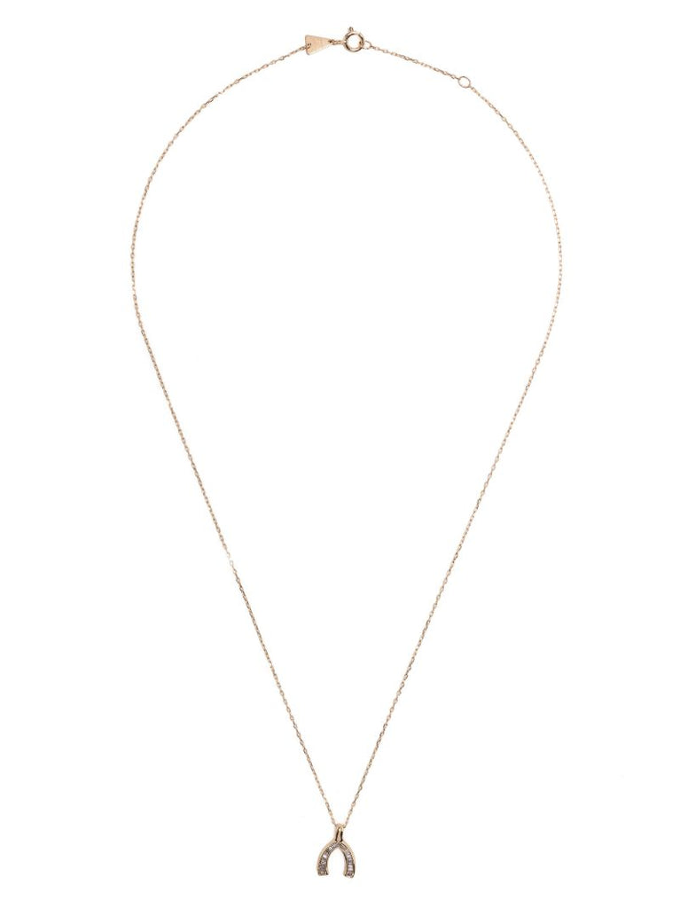 14k Yellow Gold Wishbone Diamond Necklace