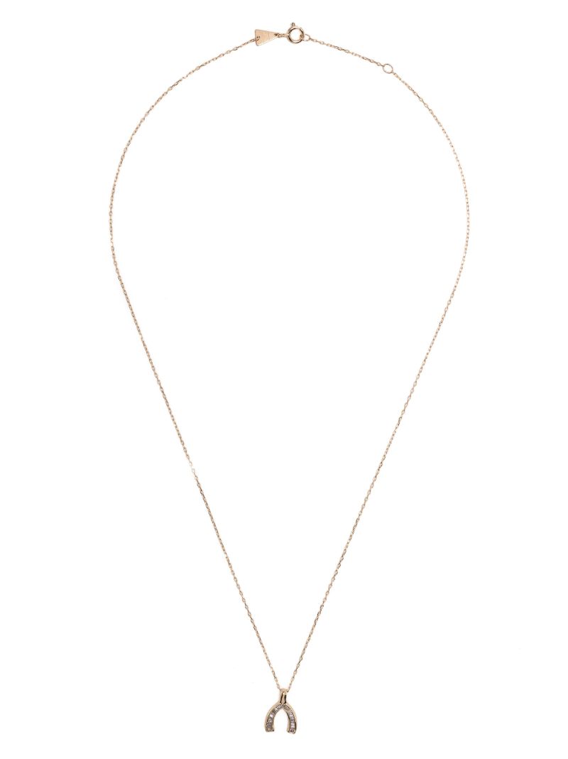 14k Yellow Gold Wishbone Diamond Necklace