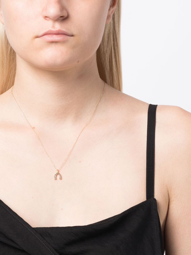 14k Yellow Gold Wishbone Diamond Necklace