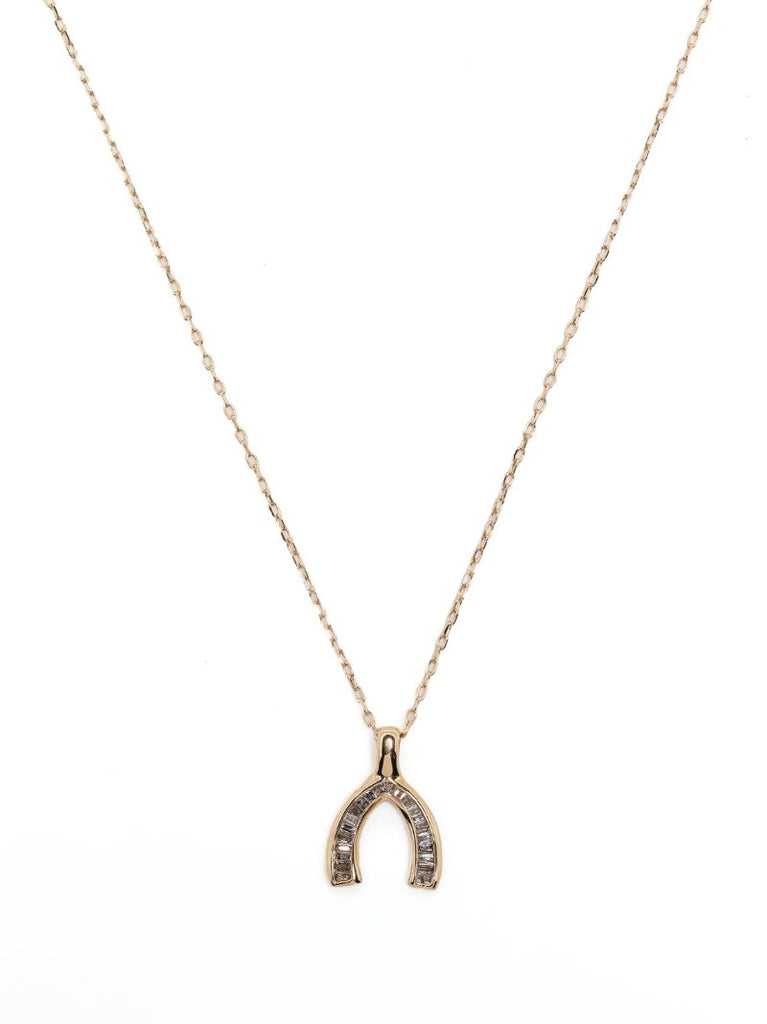 14k Yellow Gold Wishbone Diamond Necklace