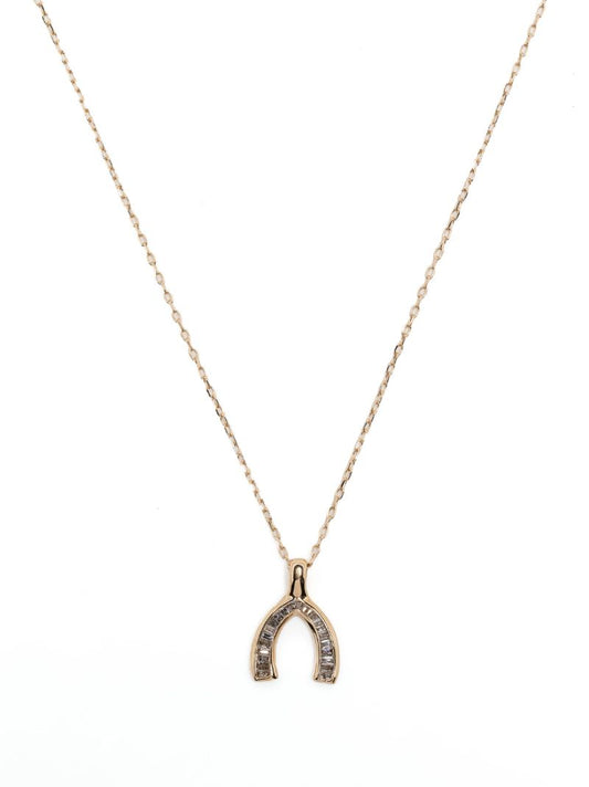 14k Yellow Gold Wishbone Diamond Necklace