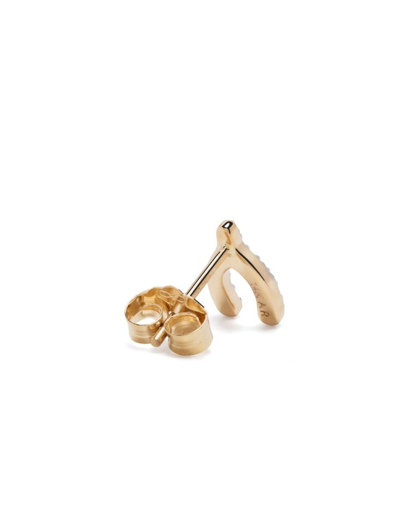 14k Yellow Gold Wishbone Diamond Stud Earrings