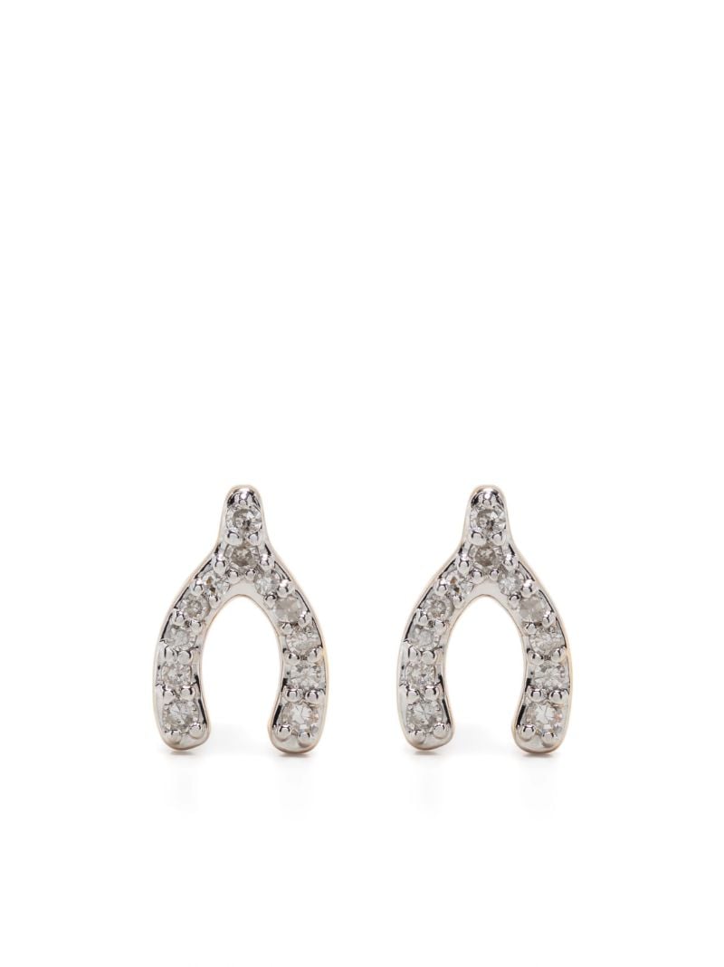 14k Yellow Gold Wishbone Diamond Stud Earrings