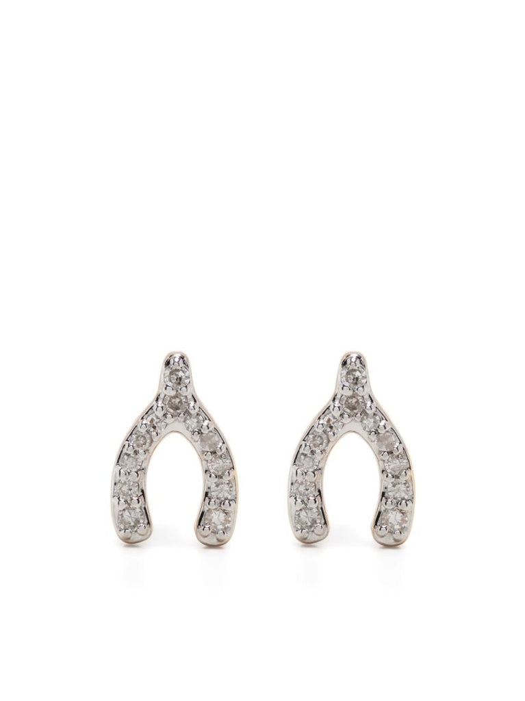 14k Yellow Gold Wishbone Diamond Stud Earrings