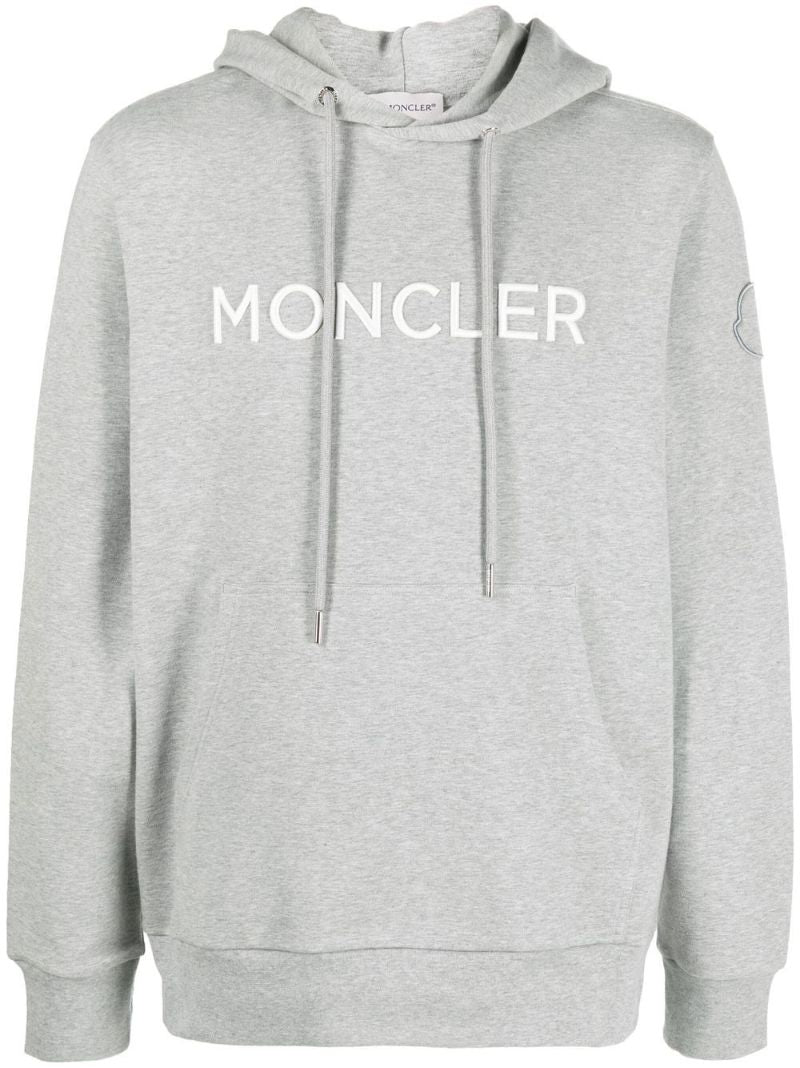 Grey Logo Embroidered Hoodie