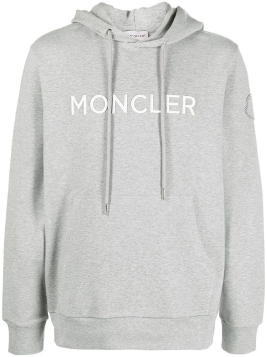 Grey Logo Embroidered Hoodie