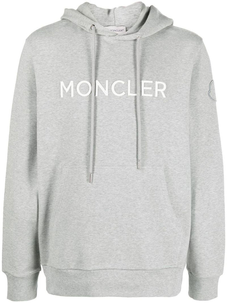 Grey Logo Embroidered Hoodie