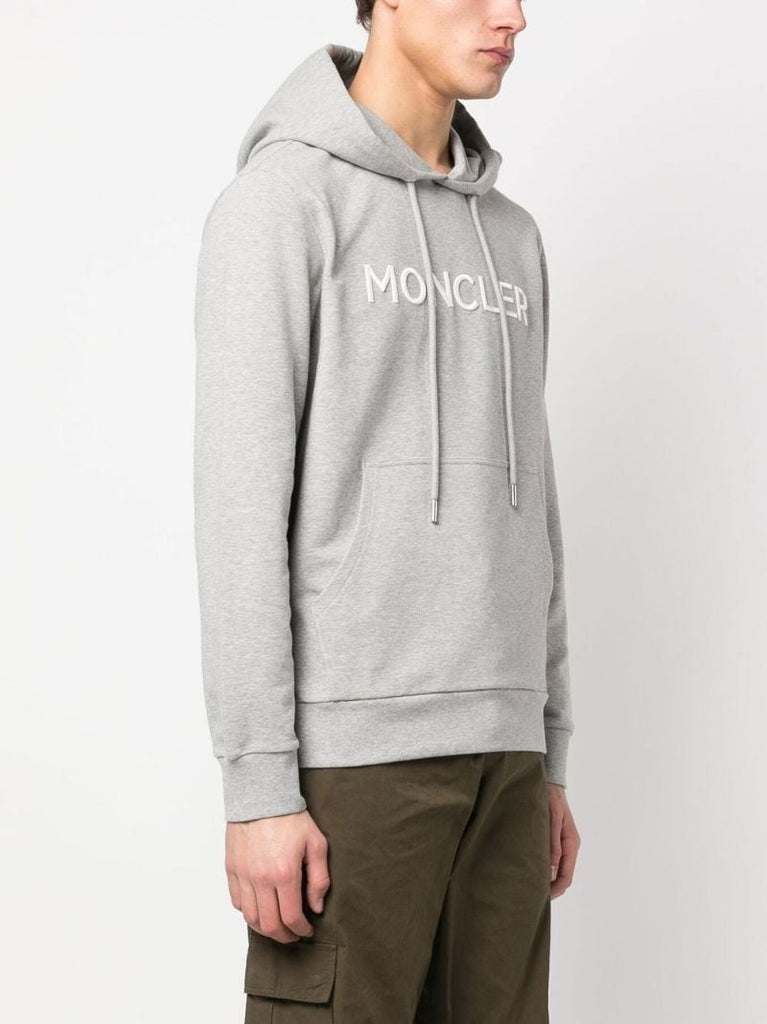 Grey Logo Embroidered Hoodie