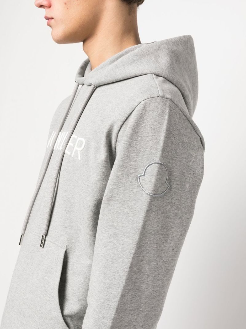 Grey Logo Embroidered Hoodie