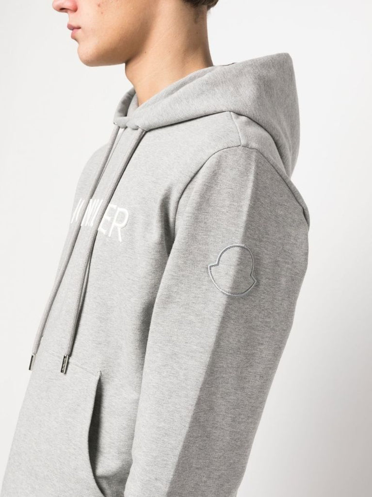 Grey Logo Embroidered Hoodie
