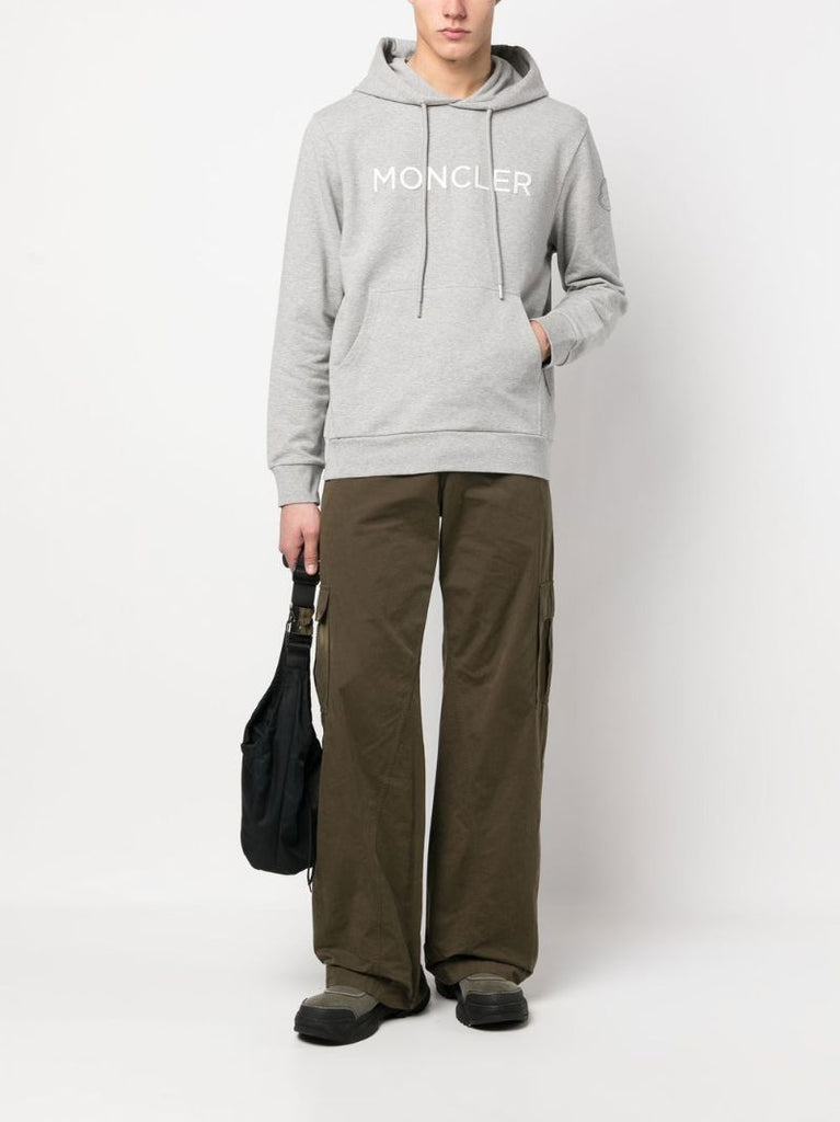 Grey Logo Embroidered Hoodie