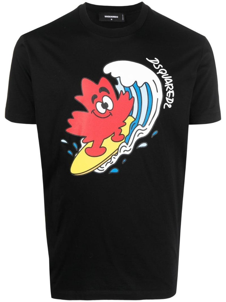 Black Graphic Print Cotton T-shirt