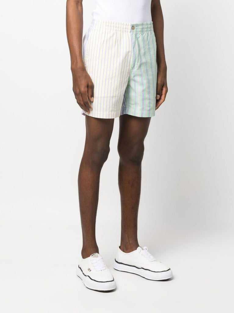 Green Striped Cotton Shorts