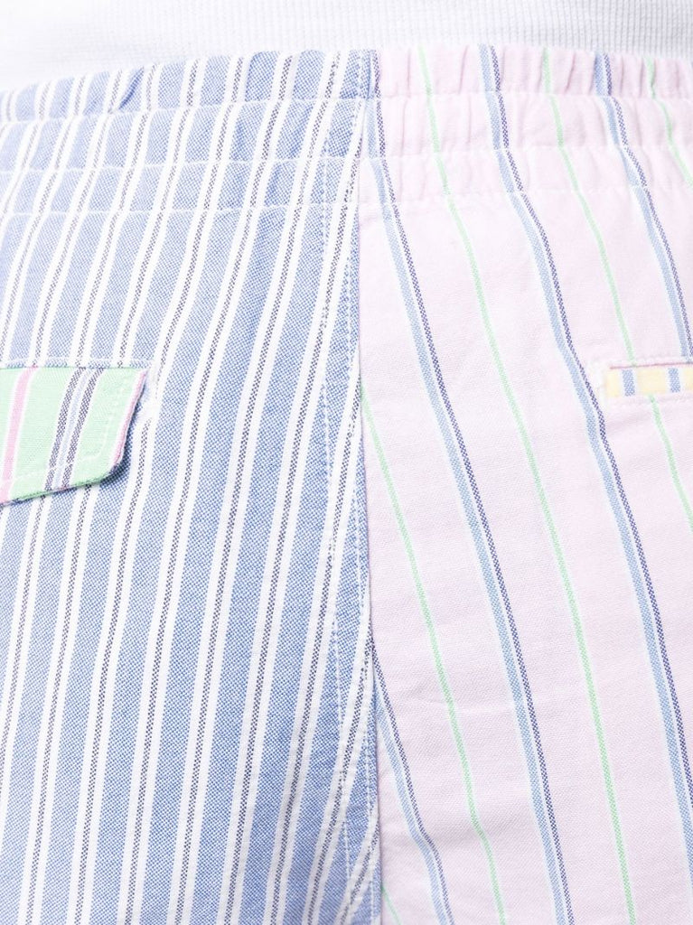 Green Striped Cotton Shorts