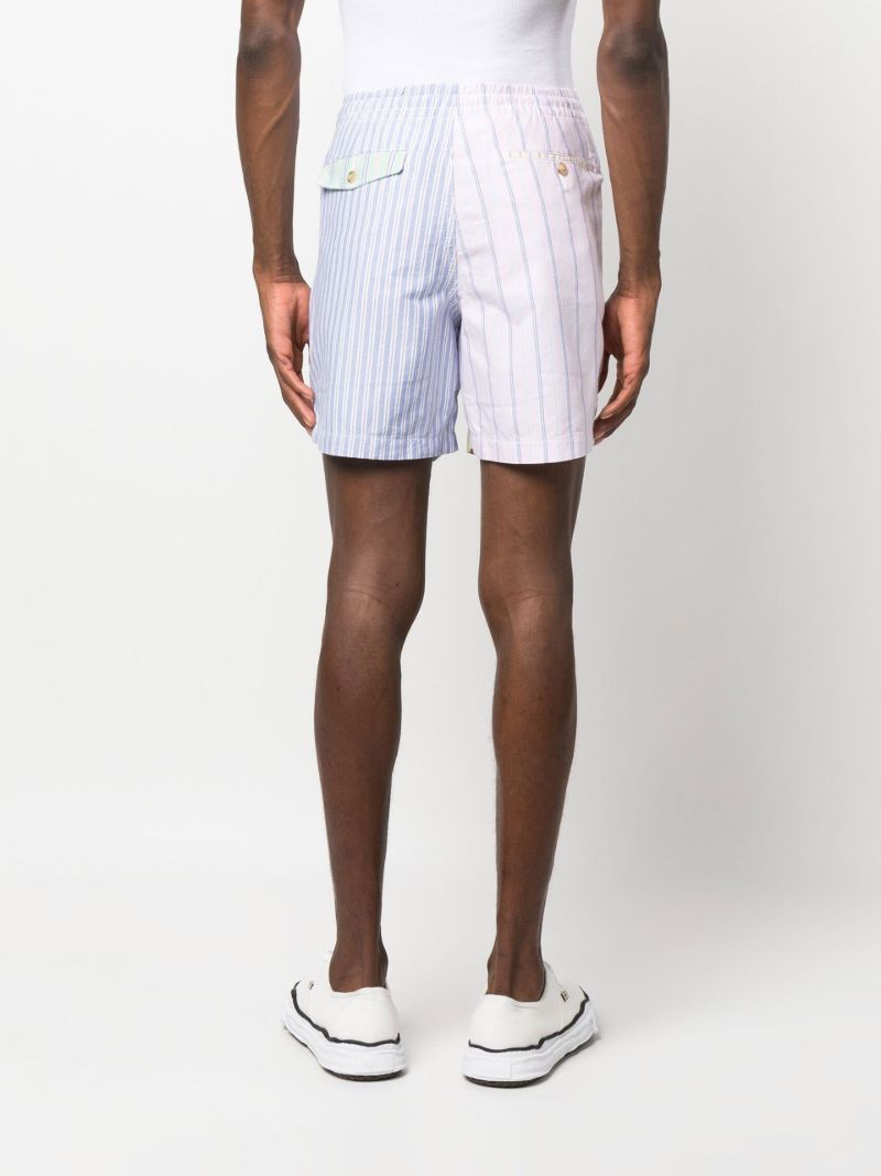 Green Striped Cotton Shorts