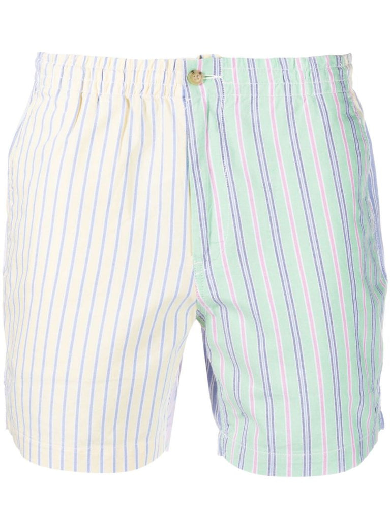 Green Striped Cotton Shorts
