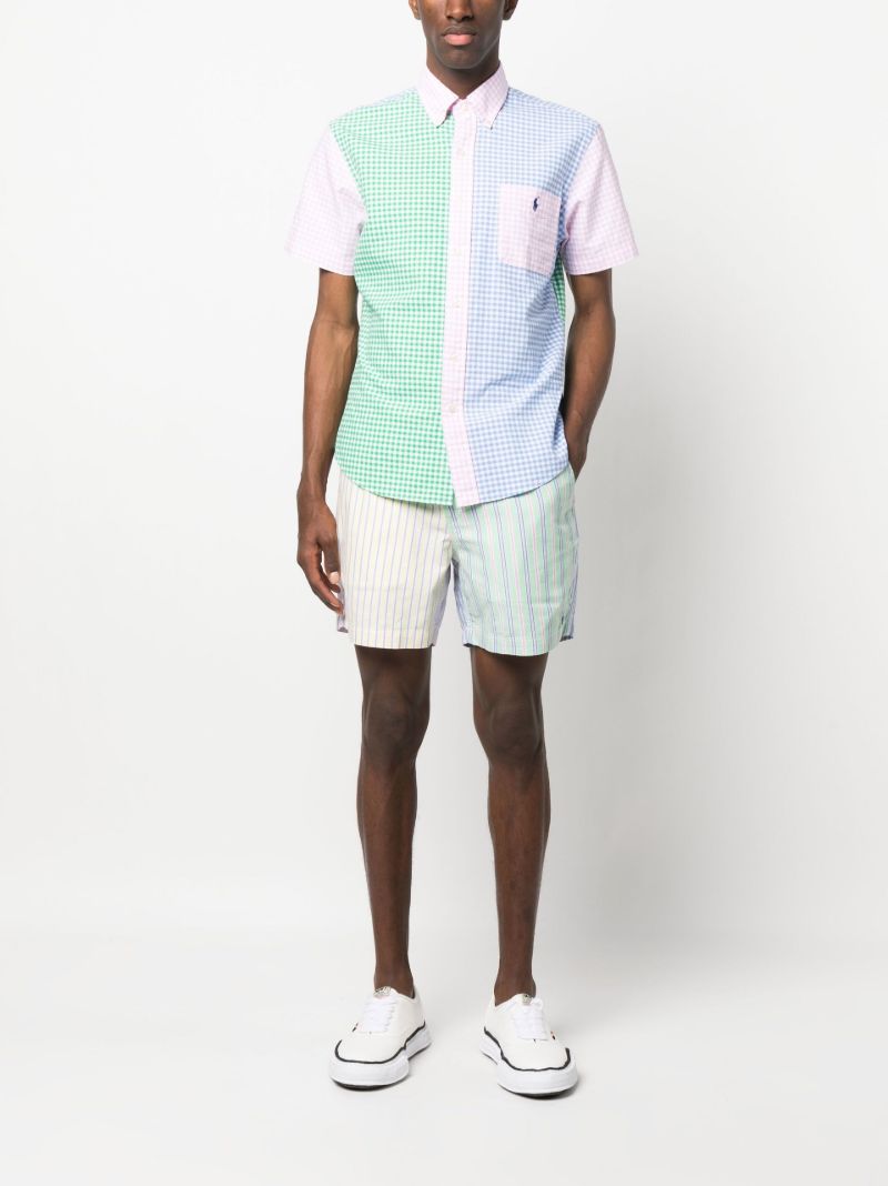 Green Striped Cotton Shorts
