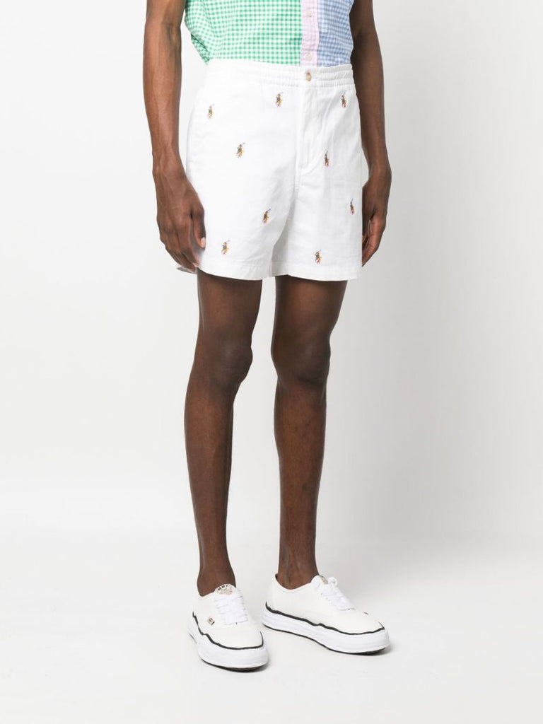 White Polo Pony Cotton Shorts
