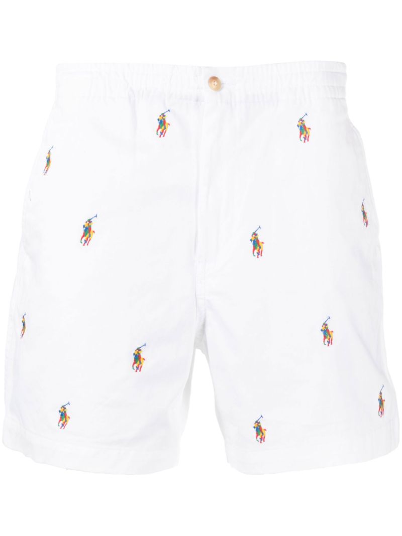 White Polo Pony Cotton Shorts