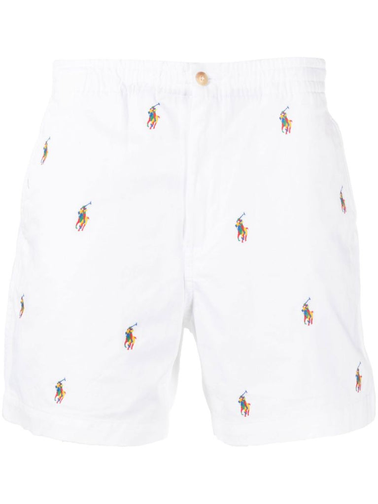White Polo Pony Cotton Shorts