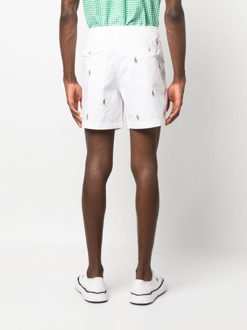 White Polo Pony Cotton Shorts