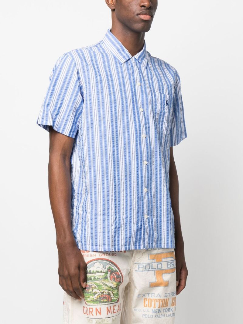 Blue Polo Pony Striped Cotton Shirt