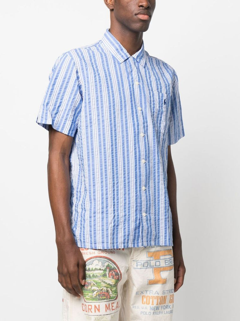 Blue Polo Pony Striped Cotton Shirt