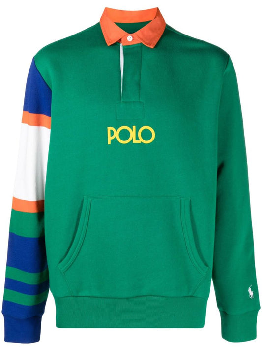 Green Logo Fleece Rugby Sweatshirt