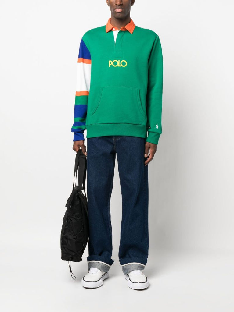 Green Logo Fleece Rugby Sweatshirt
