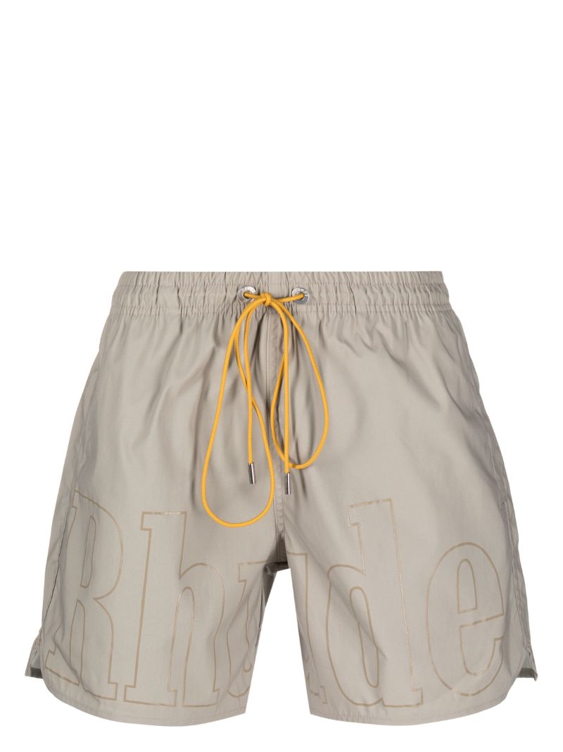 Neutral Logo-print Swim Shorts