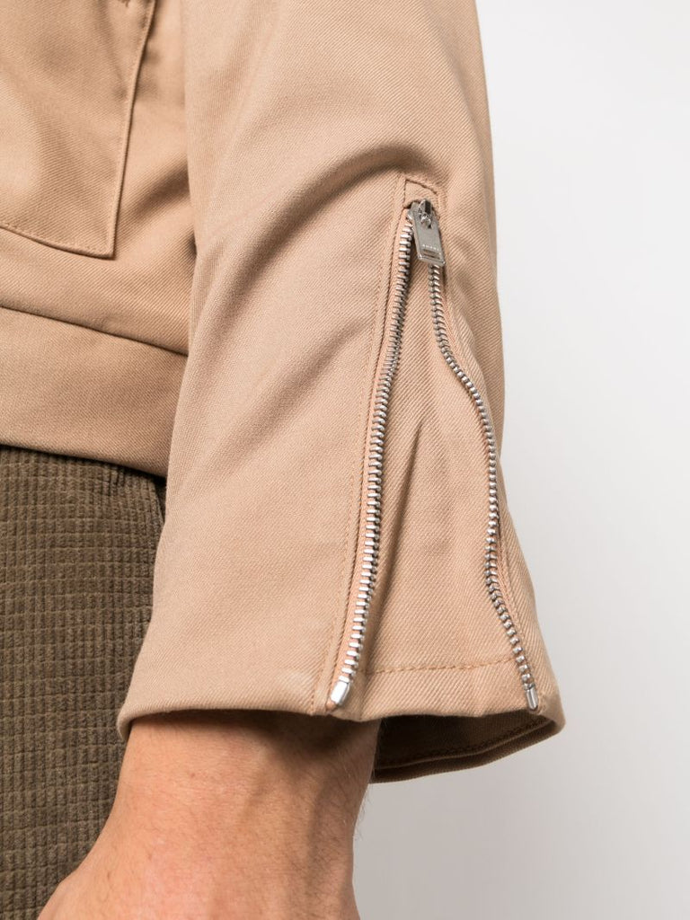 Neutral Sambac Zip Up Shirt Jacket