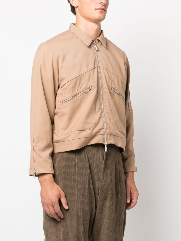 Neutral Sambac Zip Up Shirt Jacket